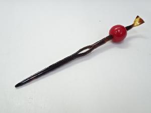 本鼈甲製　紅玉飾簪（8g）　□z